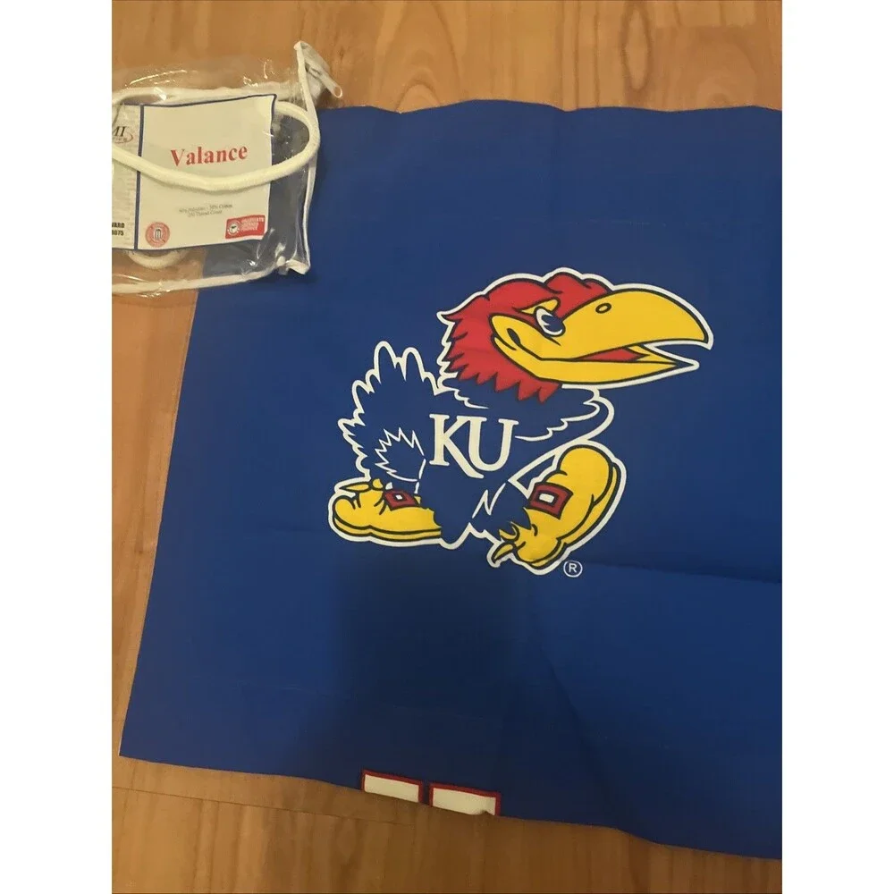 Kansas Jayhawks Curtain Valance Blue Crimson Yellow